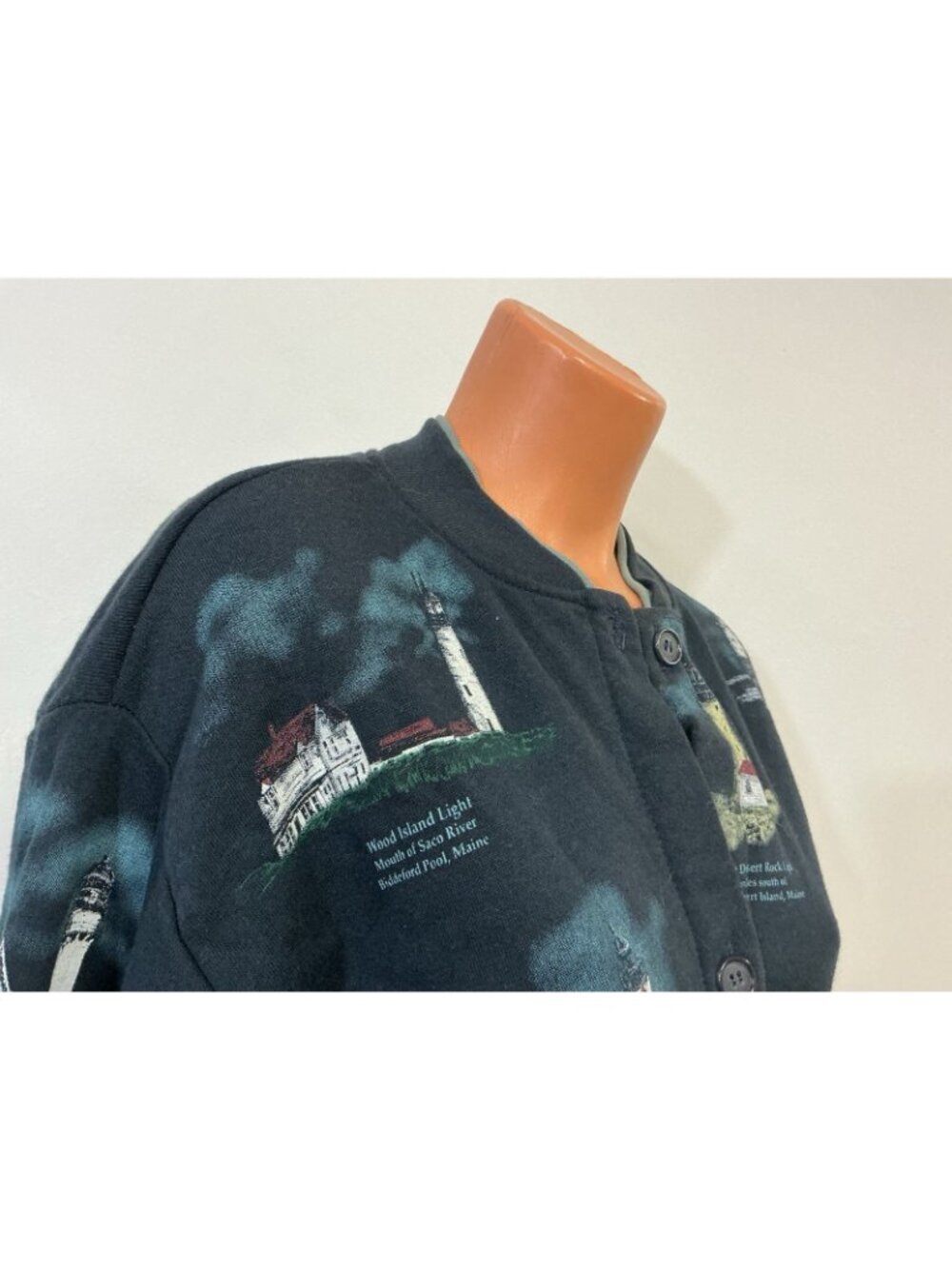 Vintage Lighthouse Sweatshirt Cardigan Made USA Nautical Print Womens XL - Picture 4 of 8